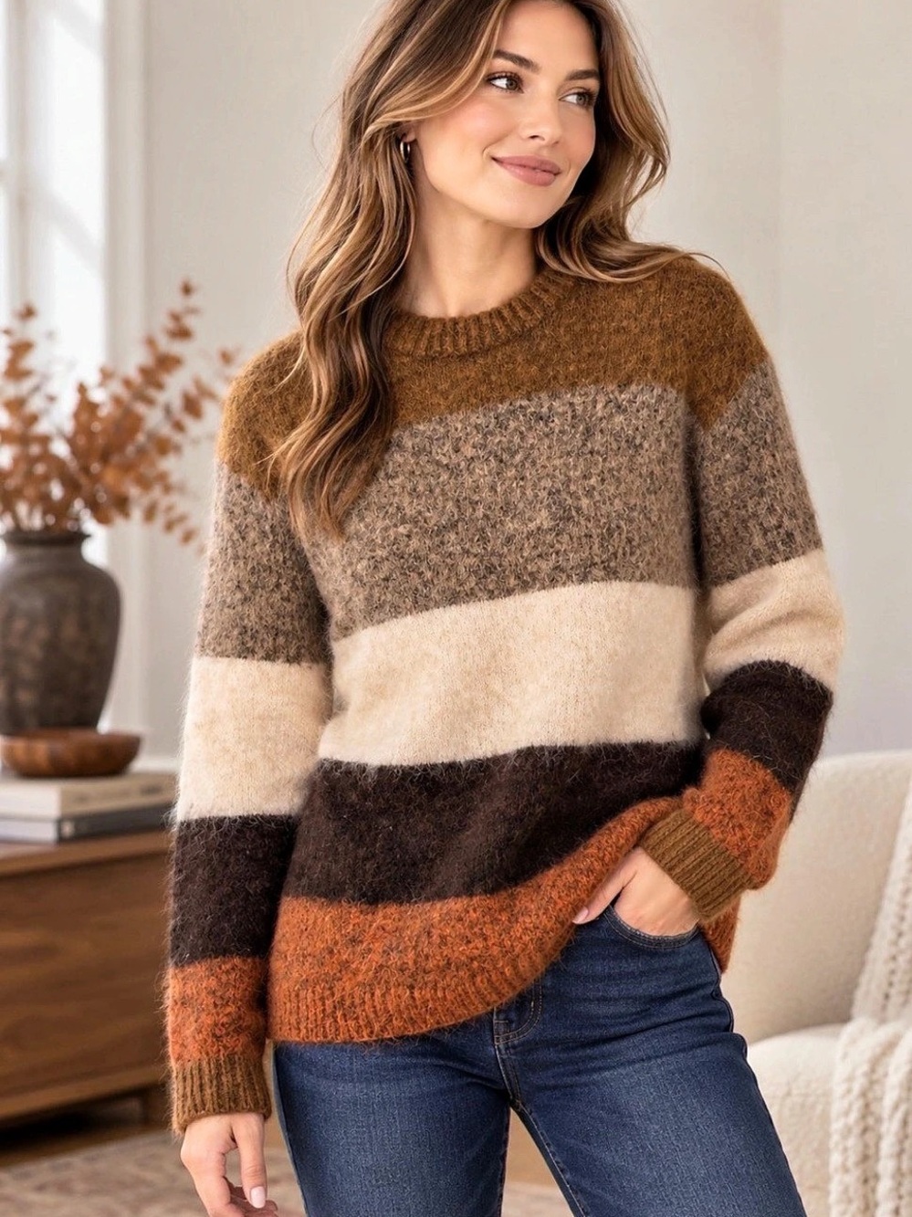 Acne Studios Albah Mohair Wool Blend Oversized Striped Sweater